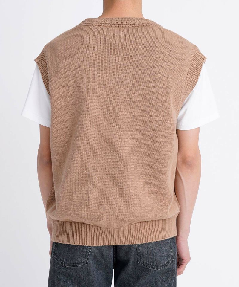 Amazon.co.jp: ニットベスト単品 色：キャメル サイズ：M