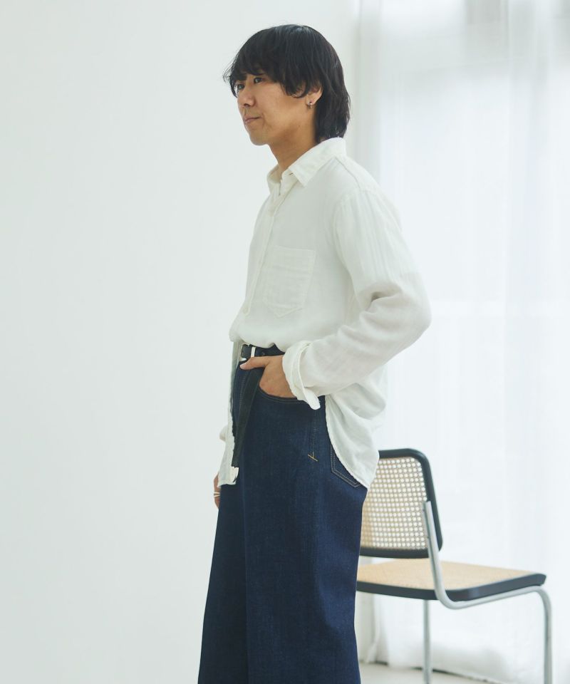 美品 ヤヌーク YANUK コットンガーゼシャツ ラベンダーパープル