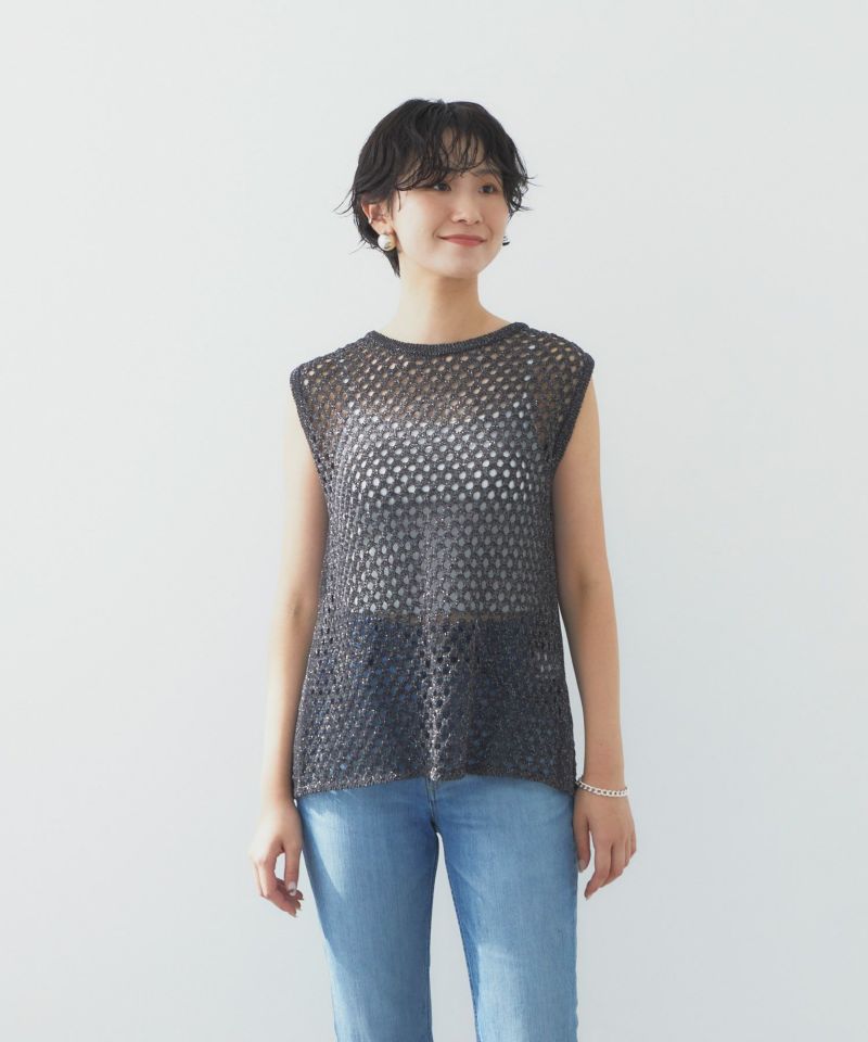 ニット セーター 「SANYO Style EDITION掲載」「ウォッシャブル」アイレットメッシュレイヤードニット レディース SANYO Style EDITION掲載】【ウォッシャブル】アイレット