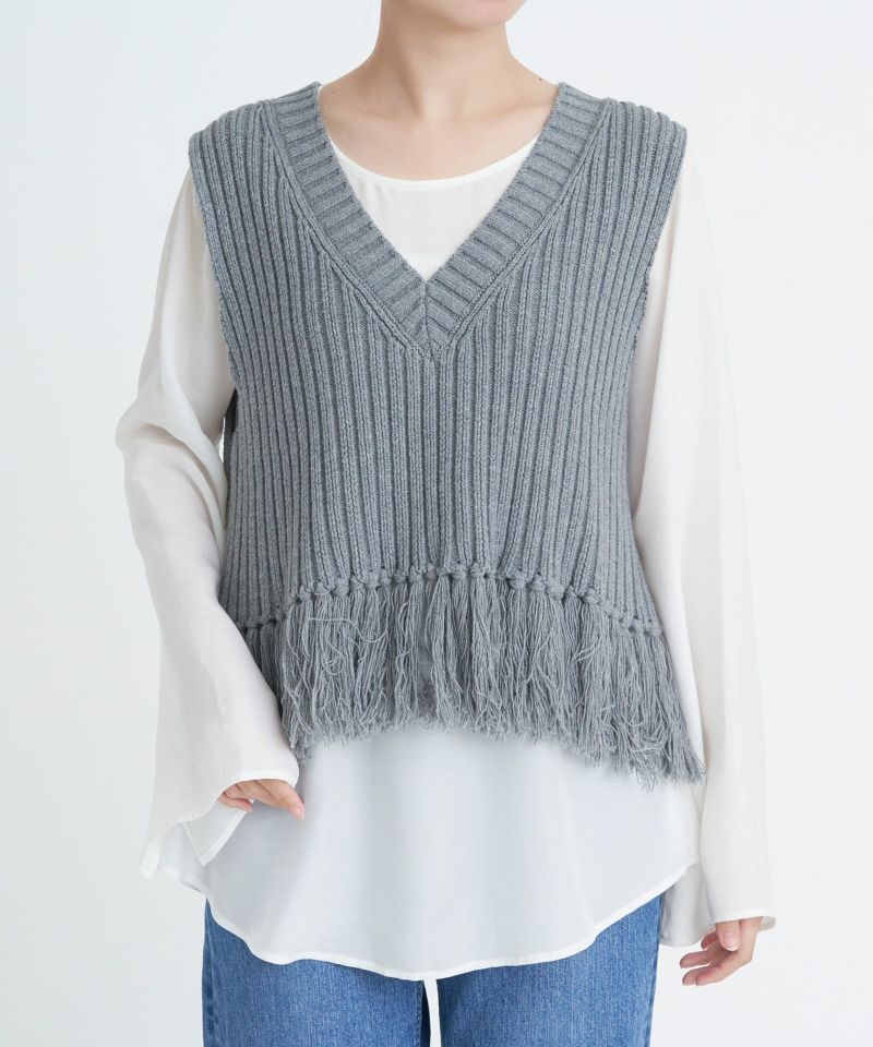 Drawer 108,900円24S/SRESORT2 5Gフリンジニットベスト 8月中旬お届け】フリンジニットベスト（予約） | ニット | YANUK
