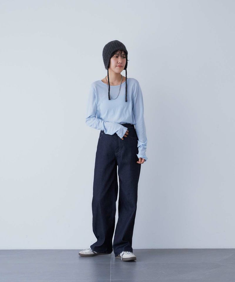 美品✨YANUK ワイドストレート Lilith 25 OWI 現行 インディゴ ワイドストレート